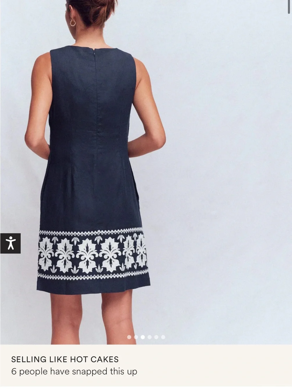 Boden Navy Dress with White Embroidered Swirls - Picture 2 of 6